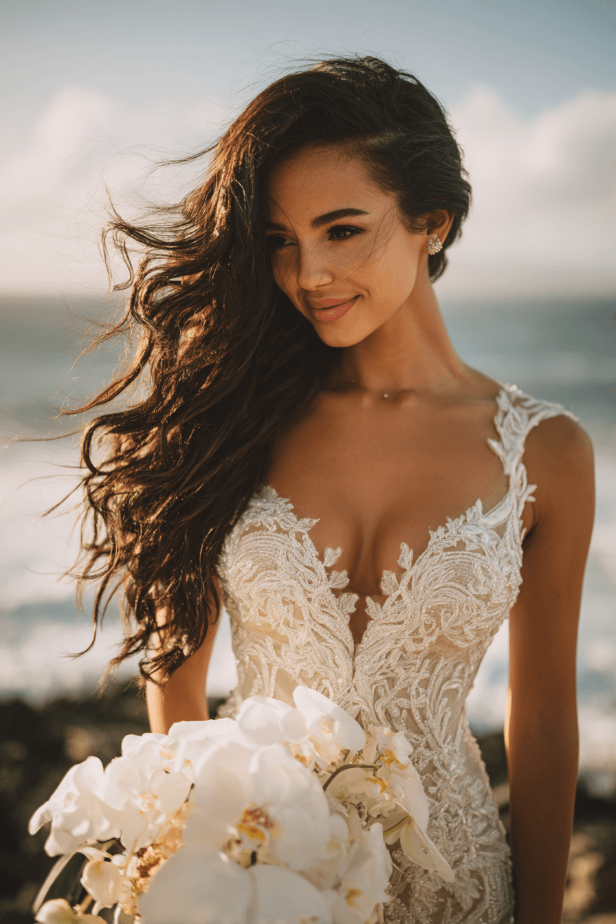 27 Beach Wedding Hairstyles That Stay Gorgeous in Ocean Breeze