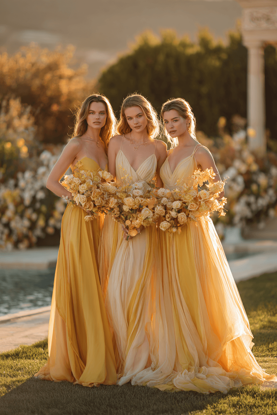 27 Stunning Butter Yellow Bridesmaid Dress Ideas for Elegant Weddings