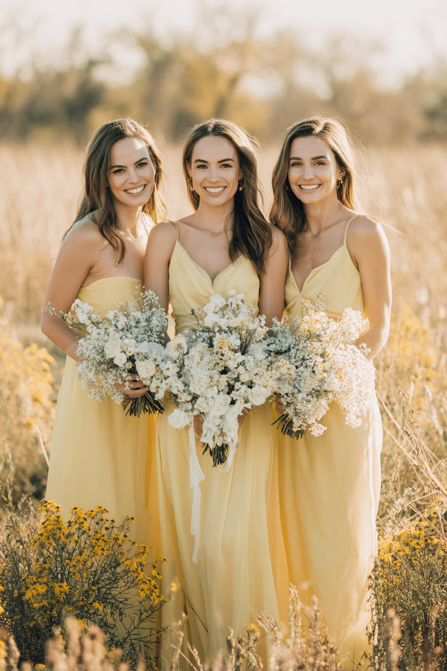 27 Stunning Butter Yellow Bridesmaid Dress Ideas for Elegant Weddings