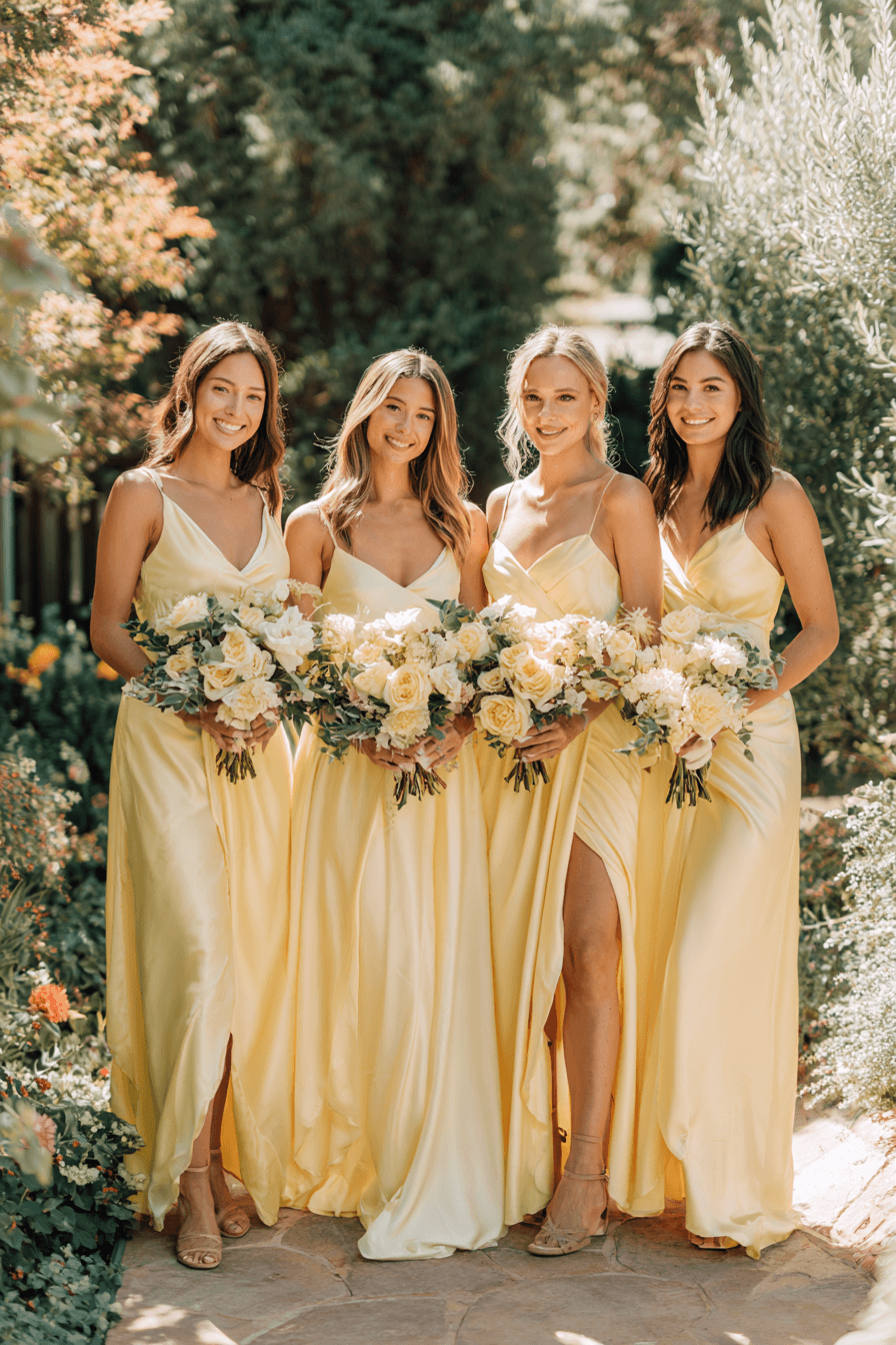 27 Stunning Butter Yellow Bridesmaid Dress Ideas for Elegant Weddings