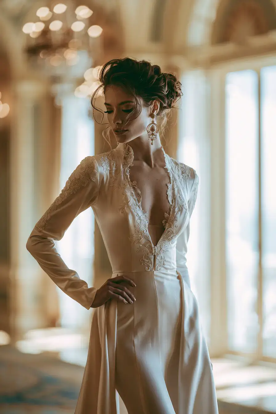 27 Luxury Satin Wedding Dress with Sleeves to Elevate Your Bridal Style