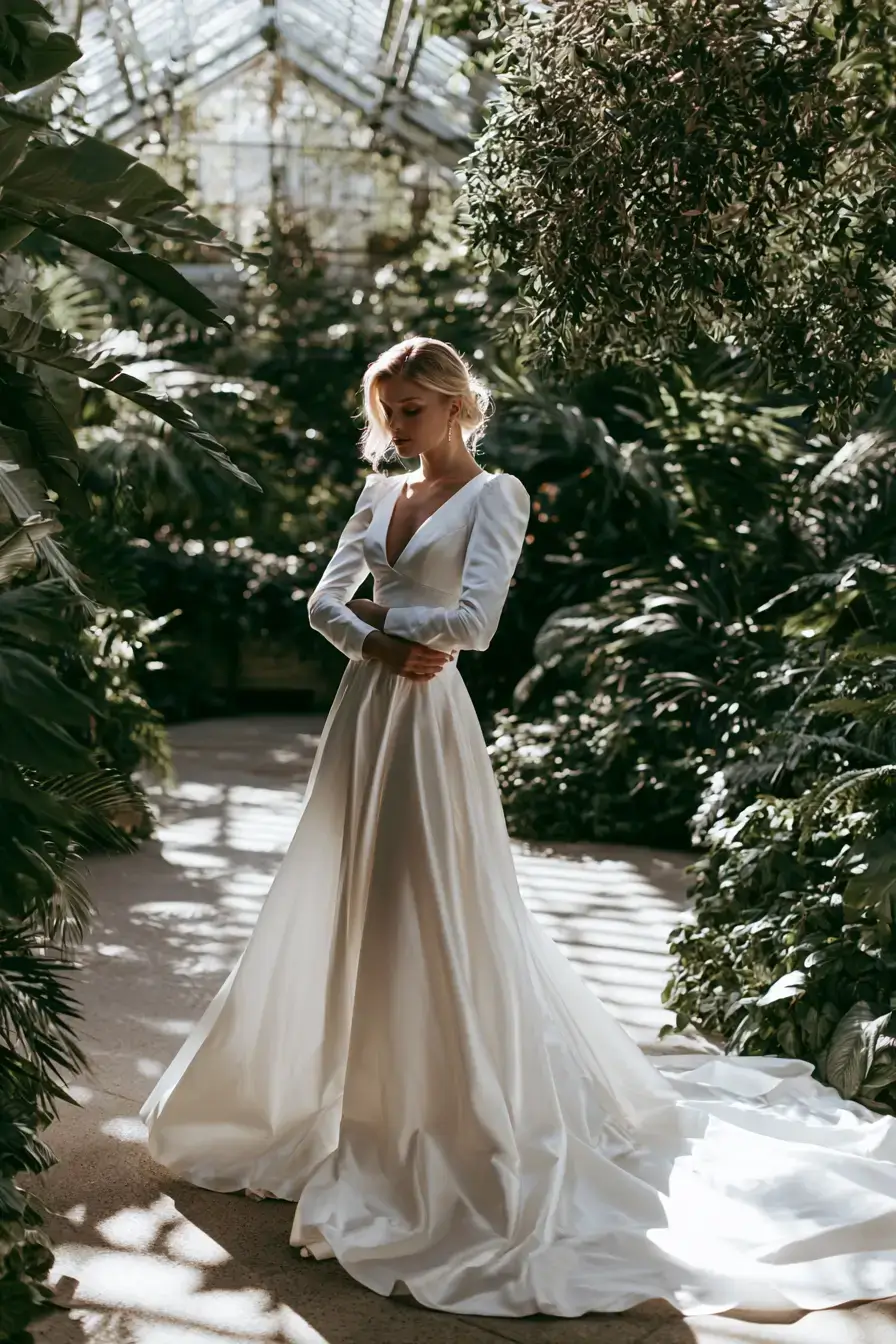 27 Luxury Satin Wedding Dress with Sleeves to Elevate Your Bridal Style