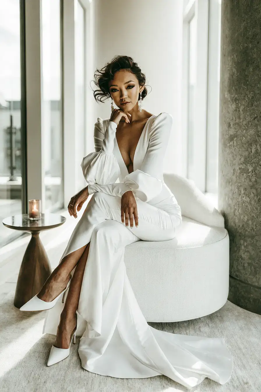 27 Luxury Satin Wedding Dress with Sleeves to Elevate Your Bridal Style