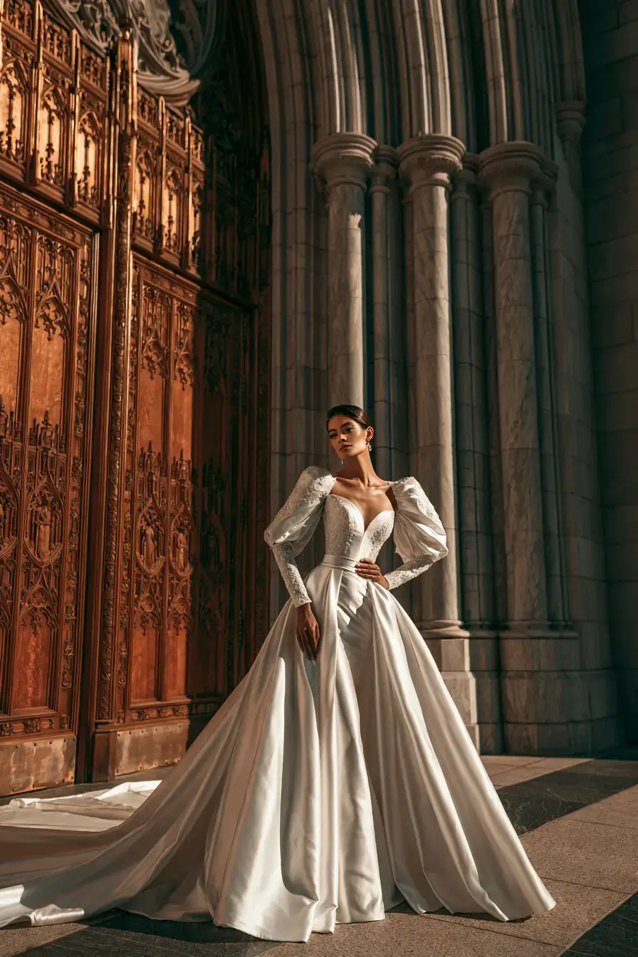 27 Luxury Satin Wedding Dress with Sleeves to Elevate Your Bridal Style
