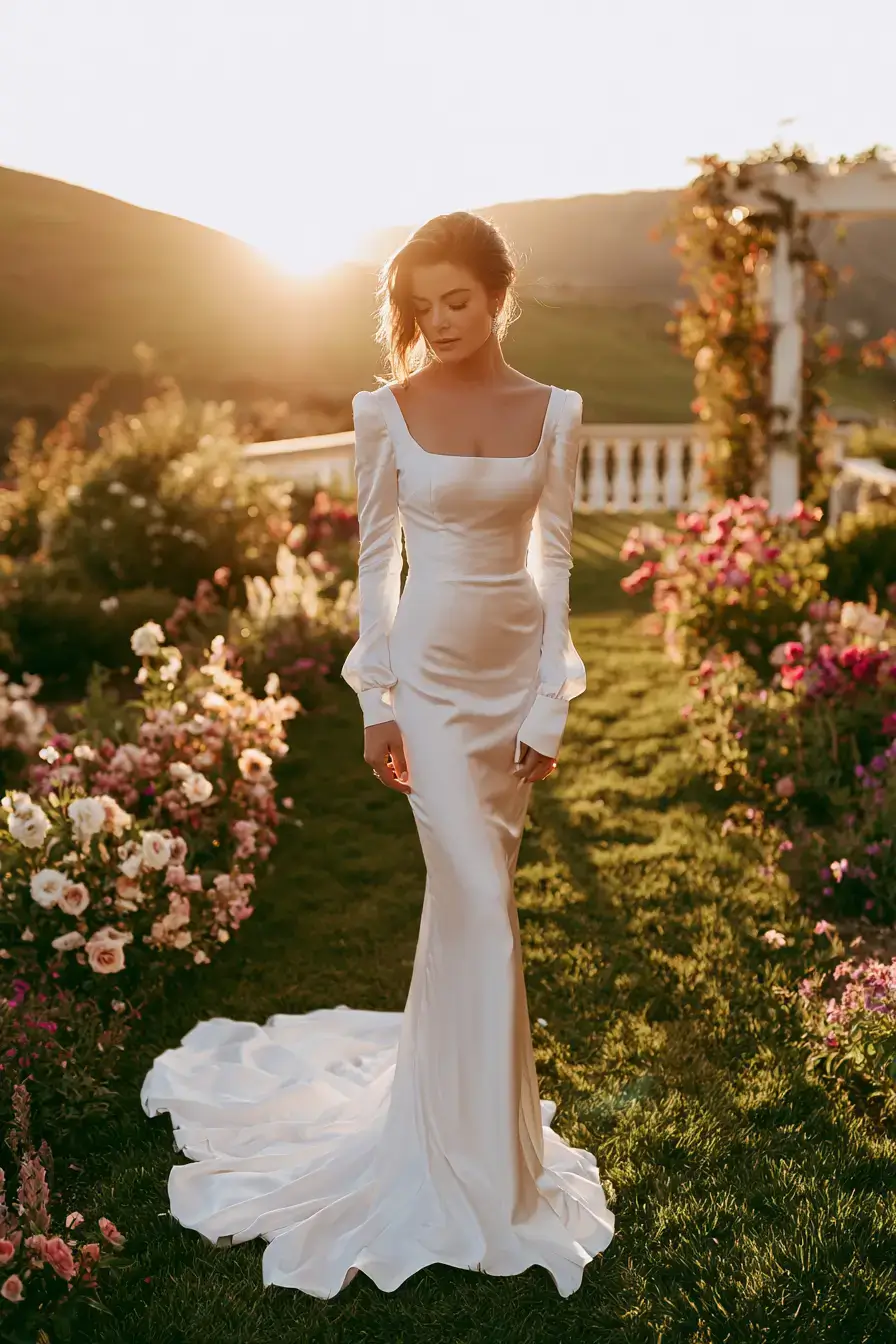 27 Luxury Satin Wedding Dress with Sleeves to Elevate Your Bridal Style
