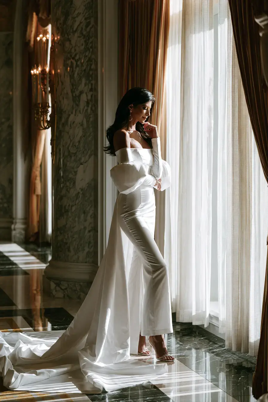 27 Luxury Satin Wedding Dress with Sleeves to Elevate Your Bridal Style