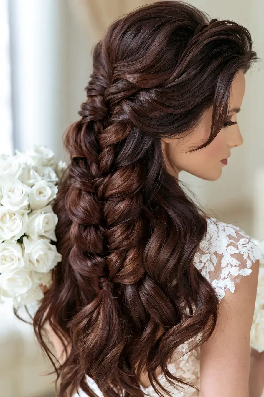 27 Romantic Waterfall Braid Wedding Hairstyles for Every Hair Length