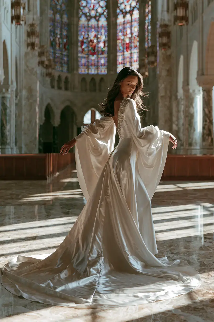 27 Luxury Satin Wedding Dress with Sleeves to Elevate Your Bridal Style