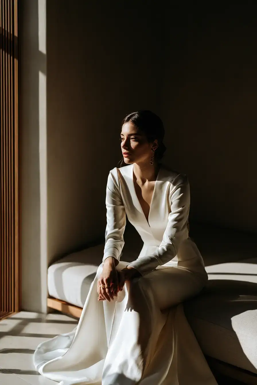 27 Luxury Satin Wedding Dress with Sleeves to Elevate Your Bridal Style