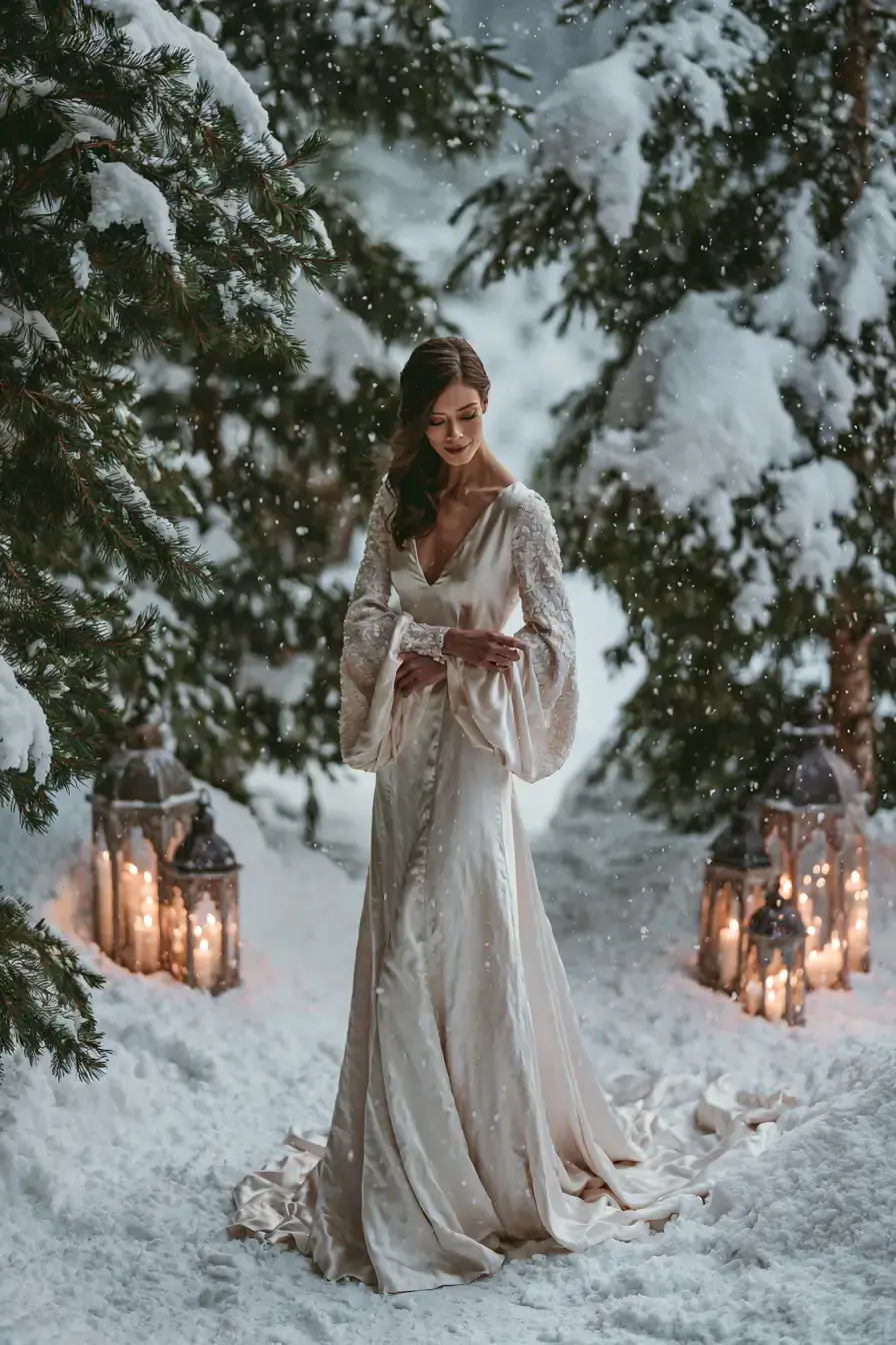 27 Luxury Satin Wedding Dress with Sleeves to Elevate Your Bridal Style
