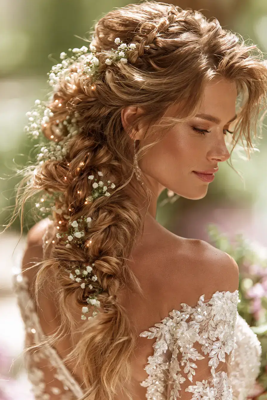 27 Romantic Waterfall Braid Wedding Hairstyles for Every Hair Length