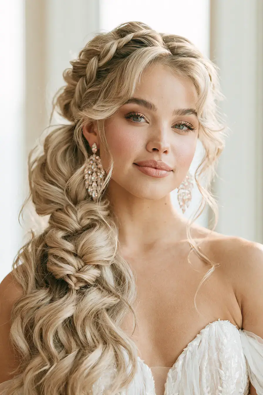 27 Romantic Waterfall Braid Wedding Hairstyles for Every Hair Length