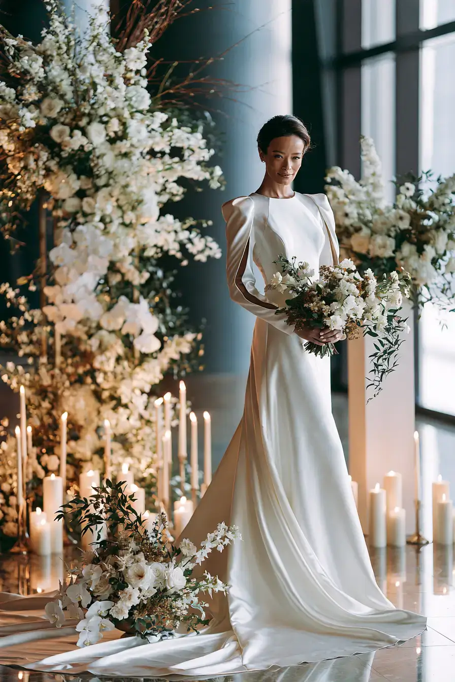 27 Luxury Satin Wedding Dress with Sleeves to Elevate Your Bridal Style