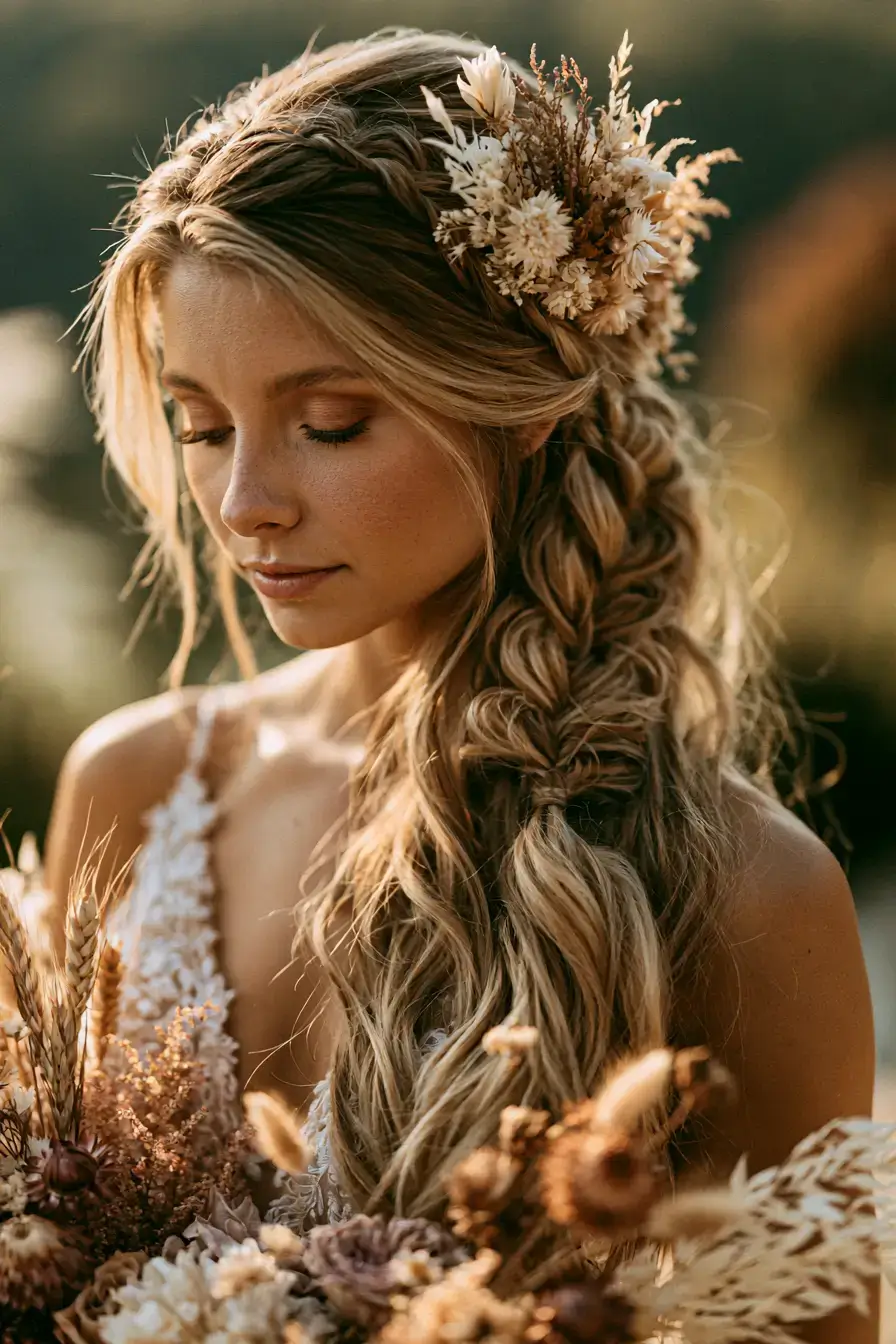 27 Romantic Waterfall Braid Wedding Hairstyles for Every Hair Length